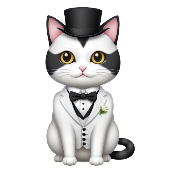 Black and white cat dressed as a groom for a wedding sticker