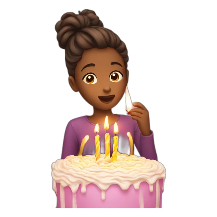 girl blowing out candles sticker