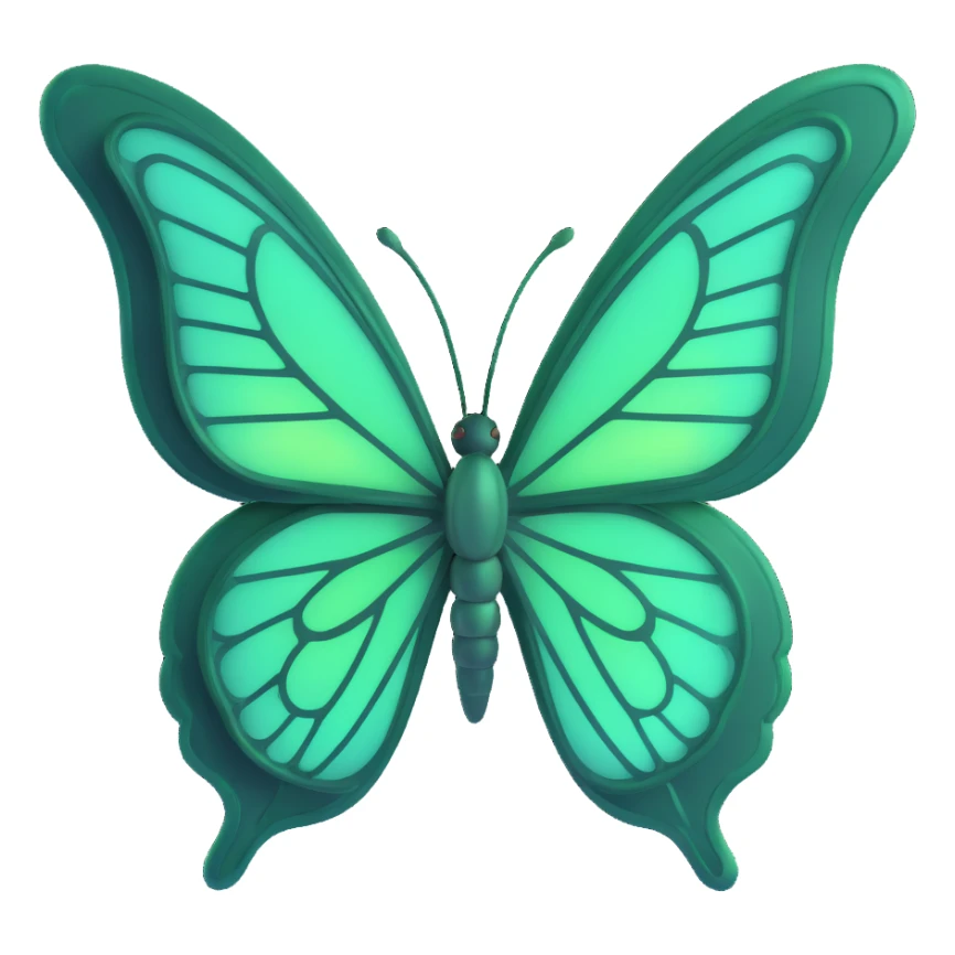 Add a glowing outline around the butterfly's wings, keeping the luminous #c0ff53 green, glowing highlights, magical particles, dreamy aura, fine elegant vein patterns, layered textures, ornamental details, and transparent background in a 3D cartoon, digital fantasy art style. sticker