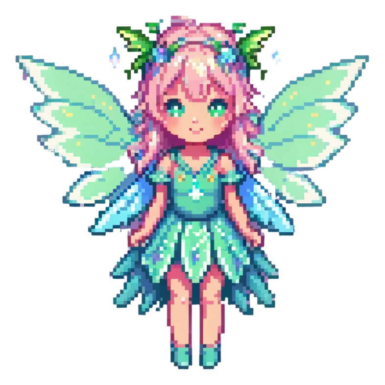 fairy with glowing wings, pastel palette sticker