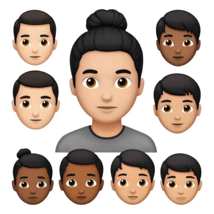 men with black bun hair sticker