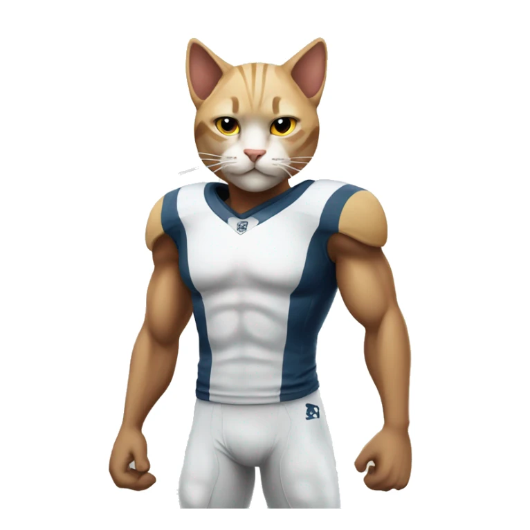 White Footballer  cat Muscular sticker