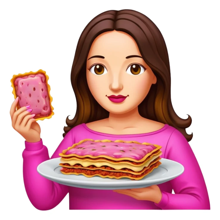 pop art neon Monalisa holding Melted pink gooey spam meat lasagna sticker