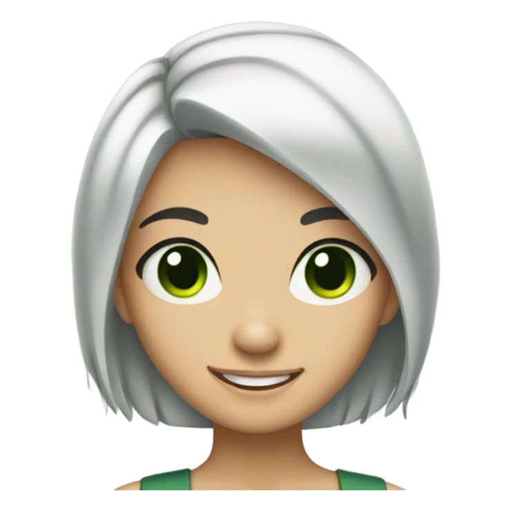 smiling girl with black hair and green eyes sticker