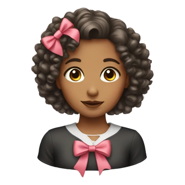 Girl with curly hair and a bow sticker