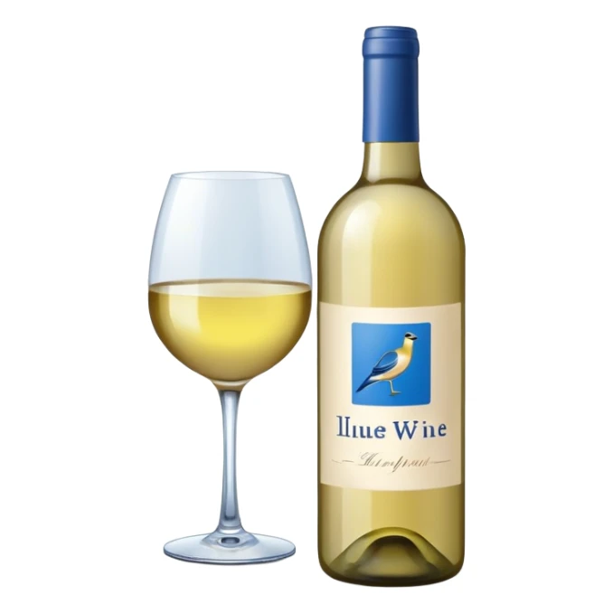 bottle of white wine with blue label sticker