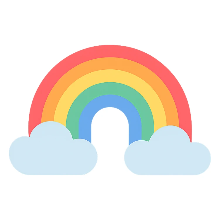 colorful rainbow with clouds at its ends sticker