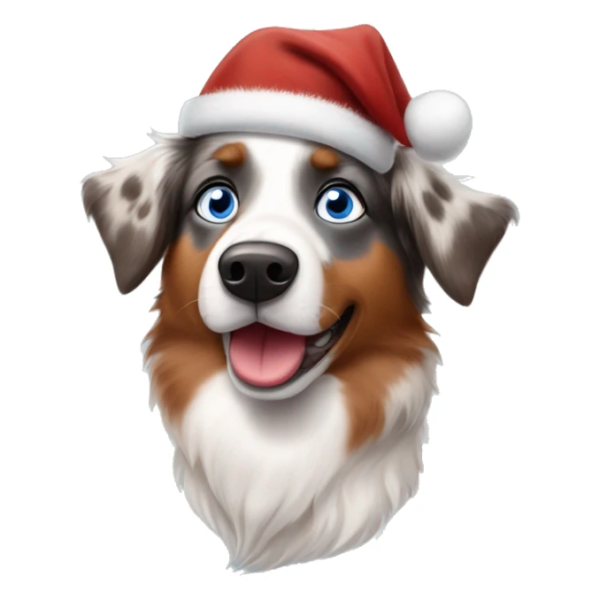 Australian shepherd dog redmerle with one blue and one brown eye dressed like Rudolph the rednosed reindeer  sticker