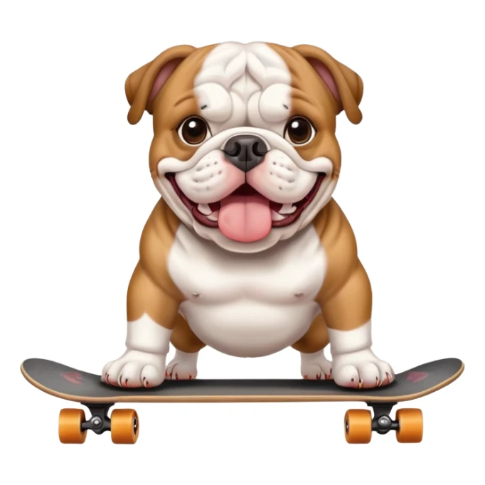 english bull dog on skateboard  sticker