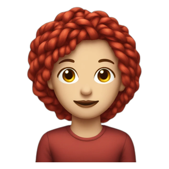 red, yarn-like hair, sticker