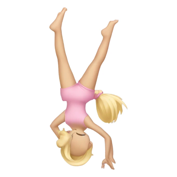 blonde girl light pink clothes Handstand  sticker