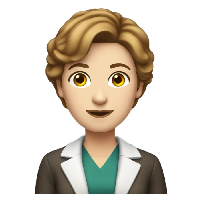 white female teacher with short brown hair sticker