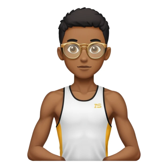 skinny black boy athlete in stringer with gold glasses sticker