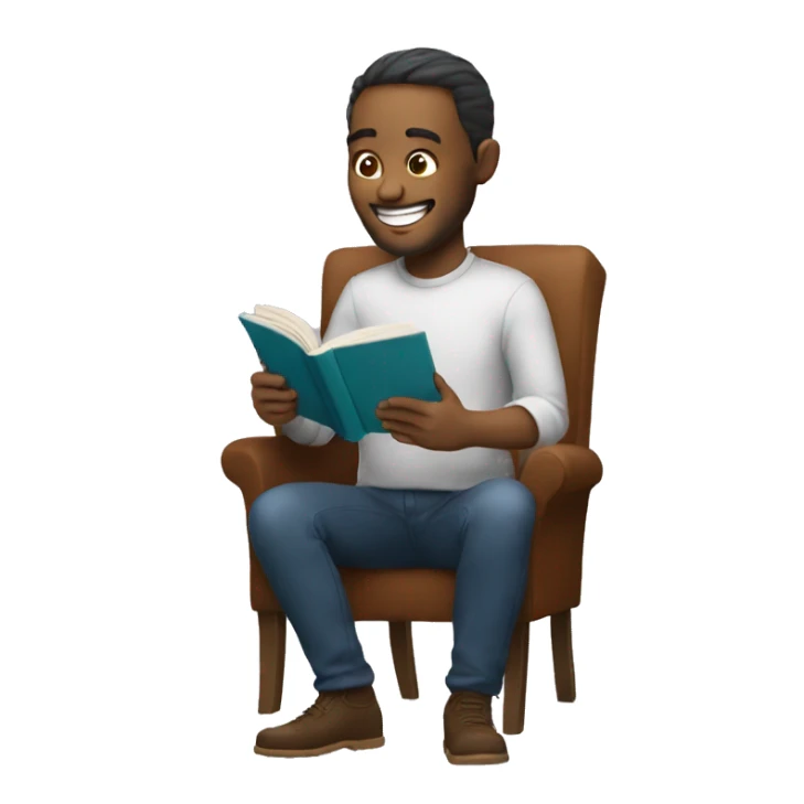 man happily reading a book on a phone sticker