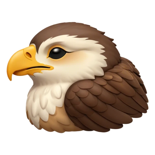 Meme-Worthy Cute Sleeping Hawk Portrait Emoji, Head resting peacefully with a contented smile, showcasing a robust, agile form with eyes gently closed in serene slumber and a subtly curved beak, Simplified yet adorably endearing features, highly detailed, glowing with a soft, drowsy light, high shine, relaxed and utterly lovable, stylized with an air of playful laziness, soft glowing outline, capturing the essence of a sleeping hawk that feels destined to become the next viral icon of adorable rest! sticker