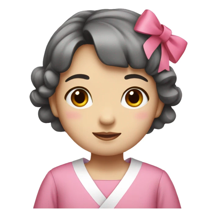 korean girl with pink bows and a pink dress sticker