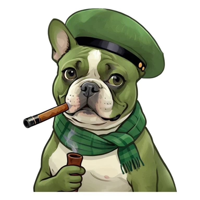 A French bulldog smoking a pipe sticker
