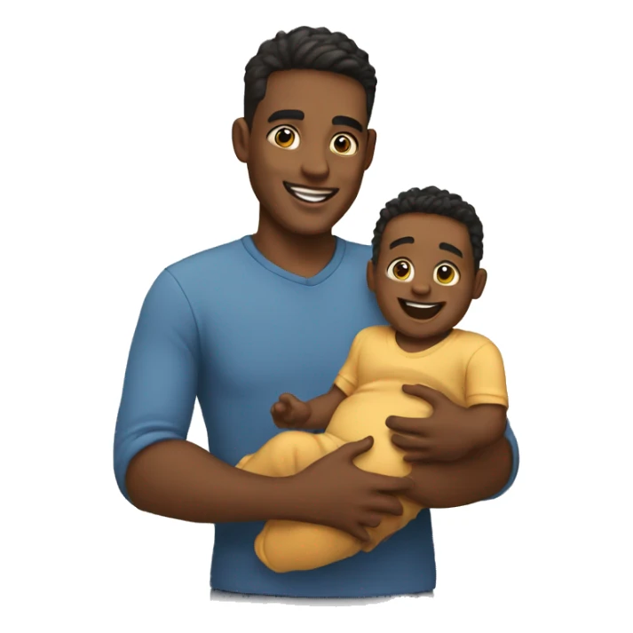 happy young father holding his baby sticker