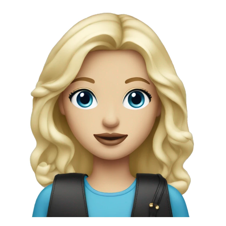 Blonde girl blue eyes with Prada bag sticker