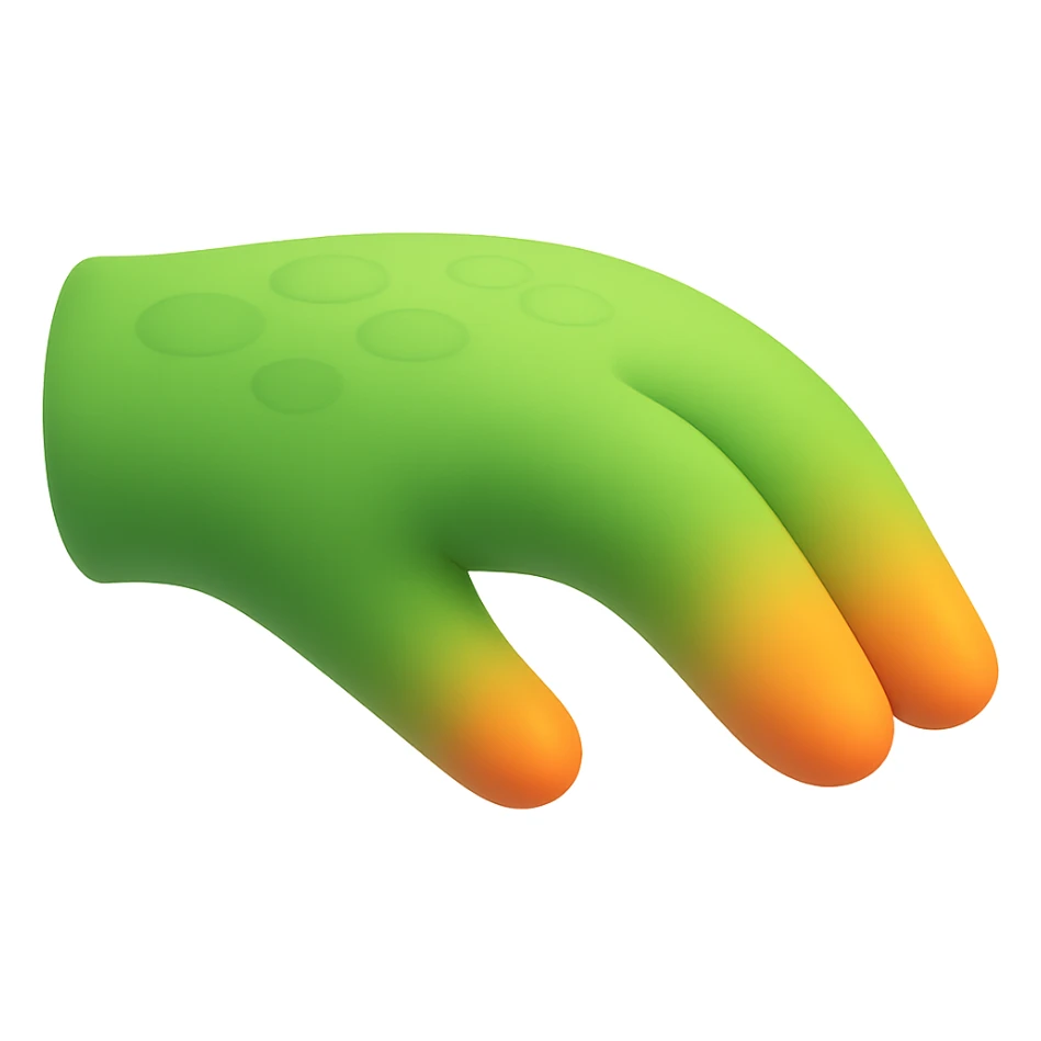 Side view of a simplified, cute lizard hand, palm facing down like the 🫳 emoji, rounded fingers, subtle scales, no background. sticker