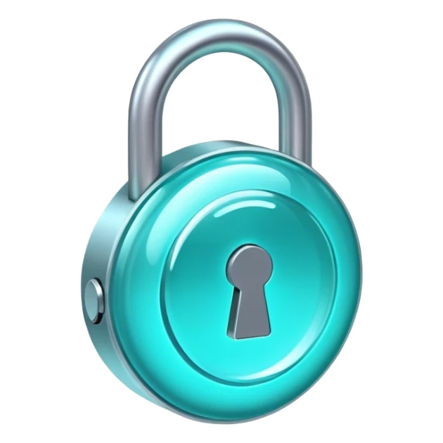 Holographic and glassmorphic turquoise lock sticker