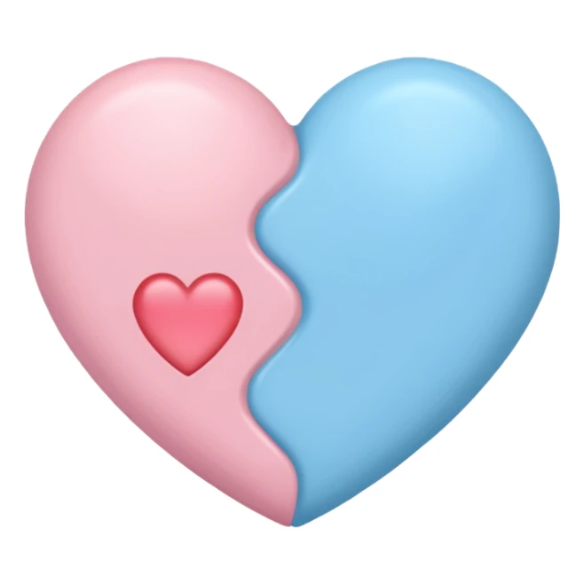 a heart with pastel blue on one side and pastel pink on the other sticker