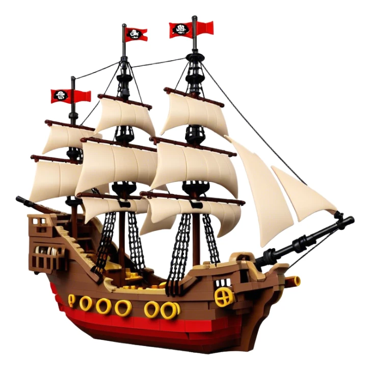 Pirate Ship (Toy) - Lego Pirate Ship (Model Year: 2021) (Iconic colour: Brown with red sails) sticker