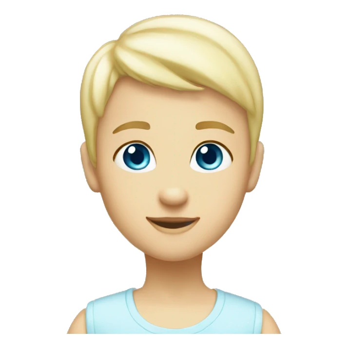 Blonde straight short hair baby blue eyes saying hi sticker