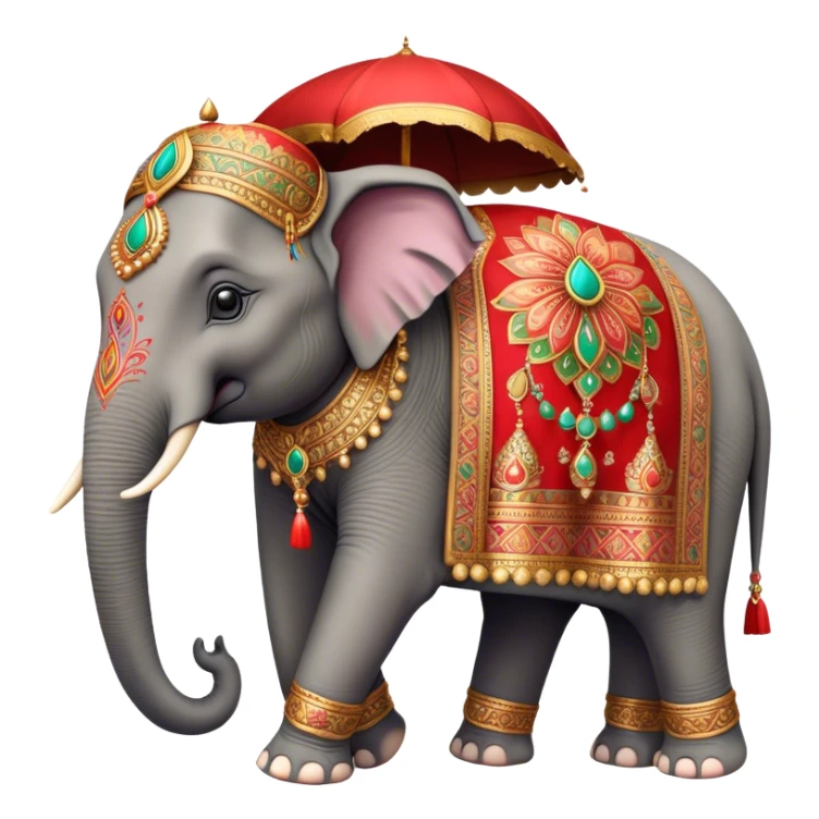 Decorated Indian elephant – Cinematic Realistic Decorated Indian Elephant, depicted as a majestic elephant adorned with vibrant, ornate ceremonial decorations and rich, colorful fabrics, set against a festive Indian backdrop with warm golden lighting that highlights its cultural significance. sticker