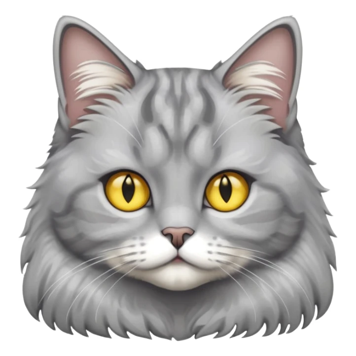 grey fluffy british long hair cat with yellow eyes cuteer  sticker