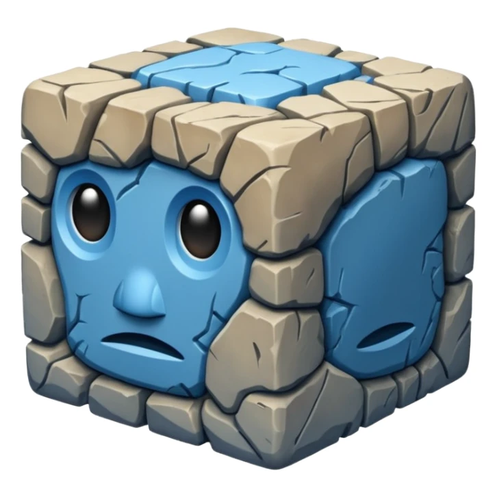 american-blue-intricate-stone-age-rocky-crusted-cube-shaped sticker