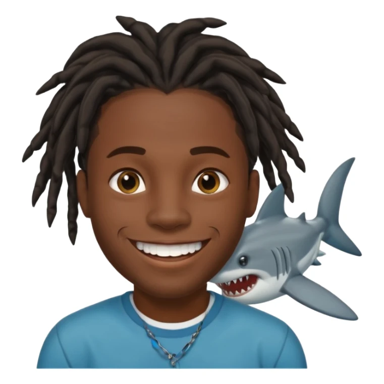 Dark skin black male with locs and shark bite piercings sticker