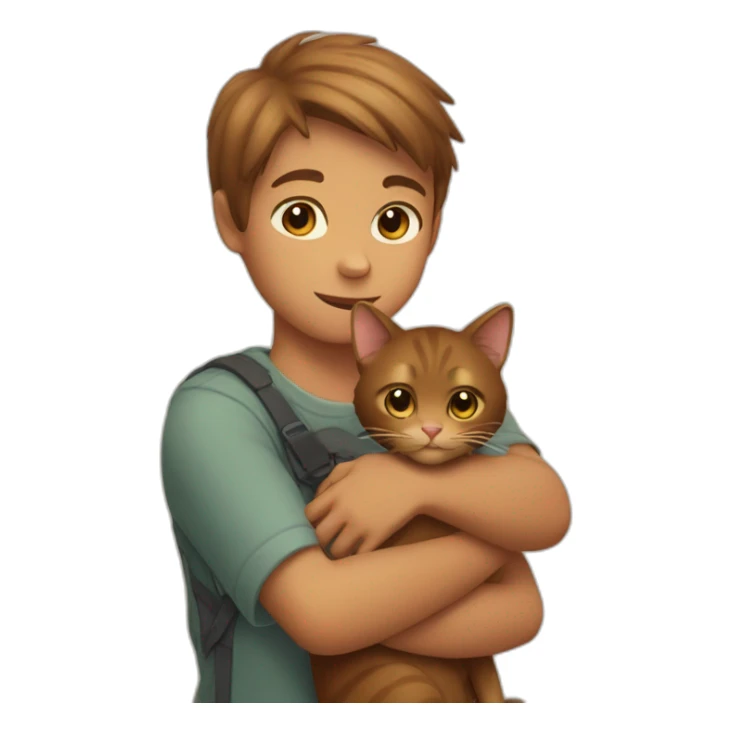 Brown Cat in arms of boy sticker