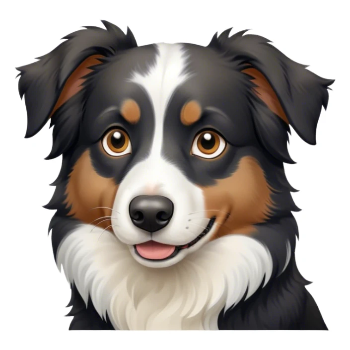 black and white australian shepherd with long nose and fluffy chest sticker