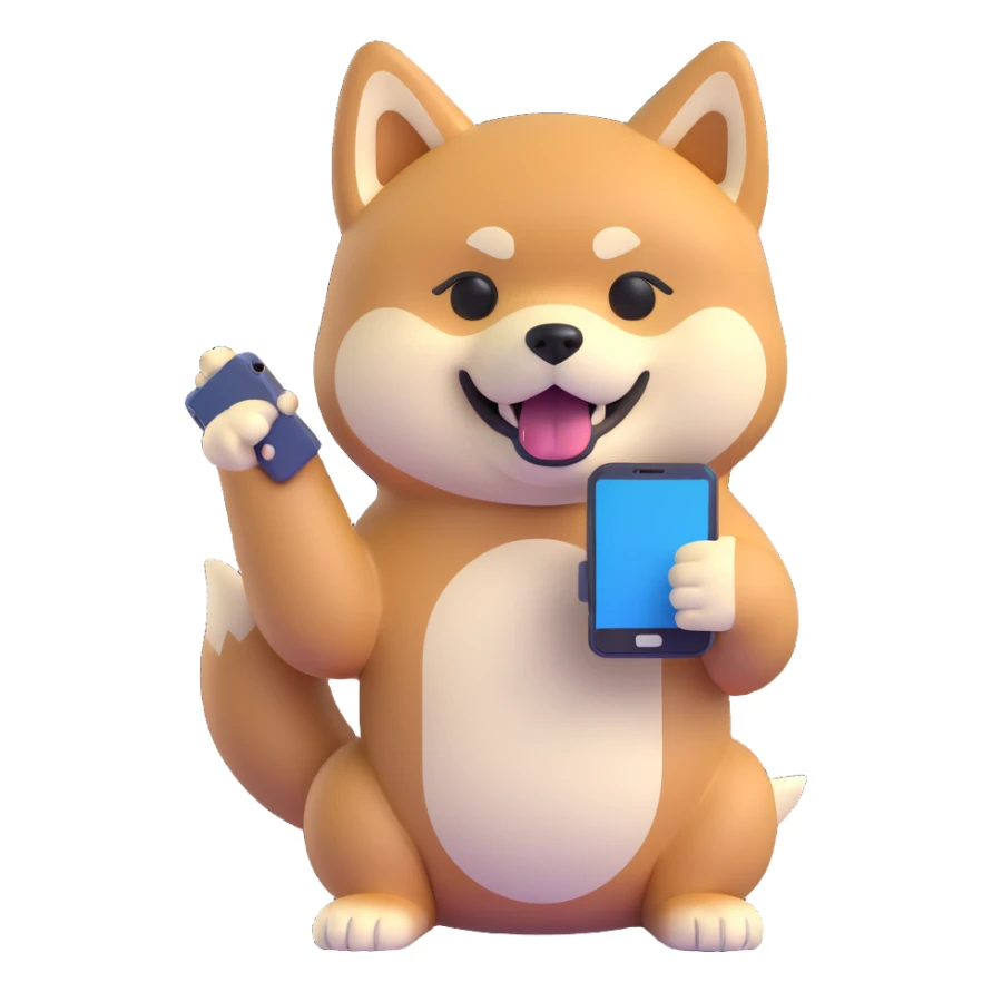 shiba inu holding a phone sticker