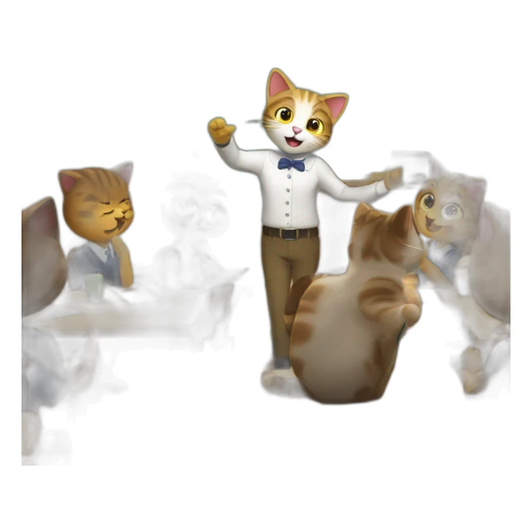 cat animal teacher giving lesson to students sticker