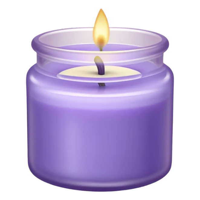 Lavender candle – purple wax in frosted glass jar with lavender flower inside sticker
