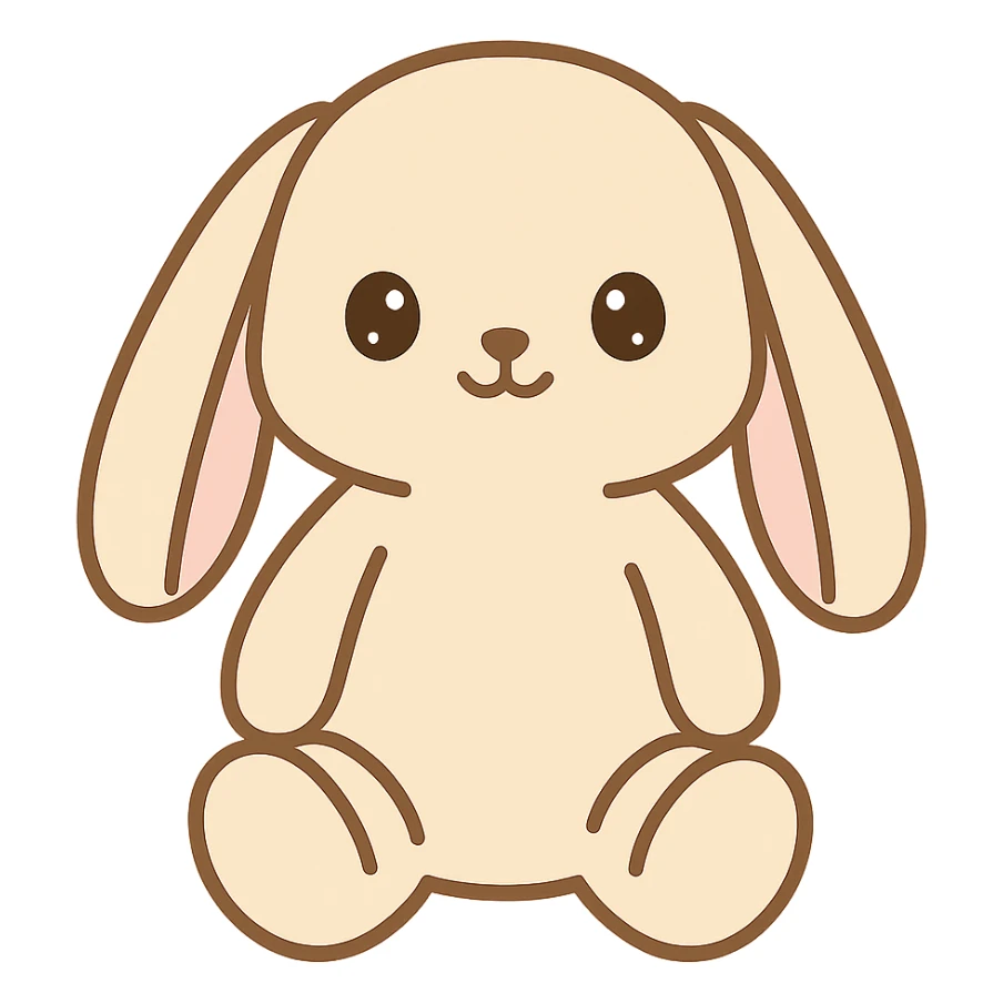beige plush bunny inspired by Jellycat Bashful Bunny, soft and cuddly, floppy ears, gentle expression sticker