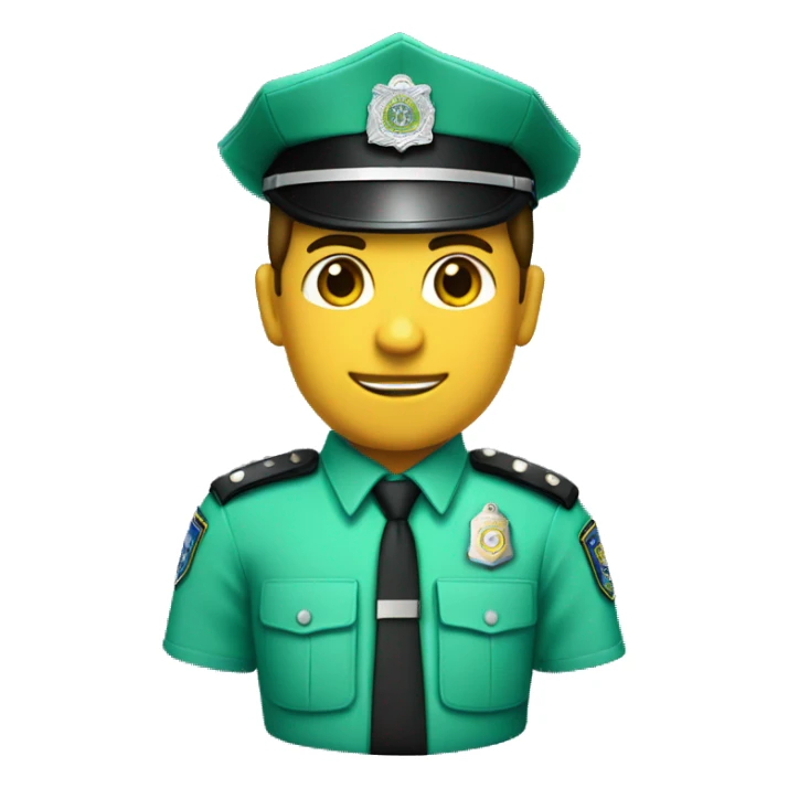 policia con uniforme verde, camisa verde agua, sin corbata sticker