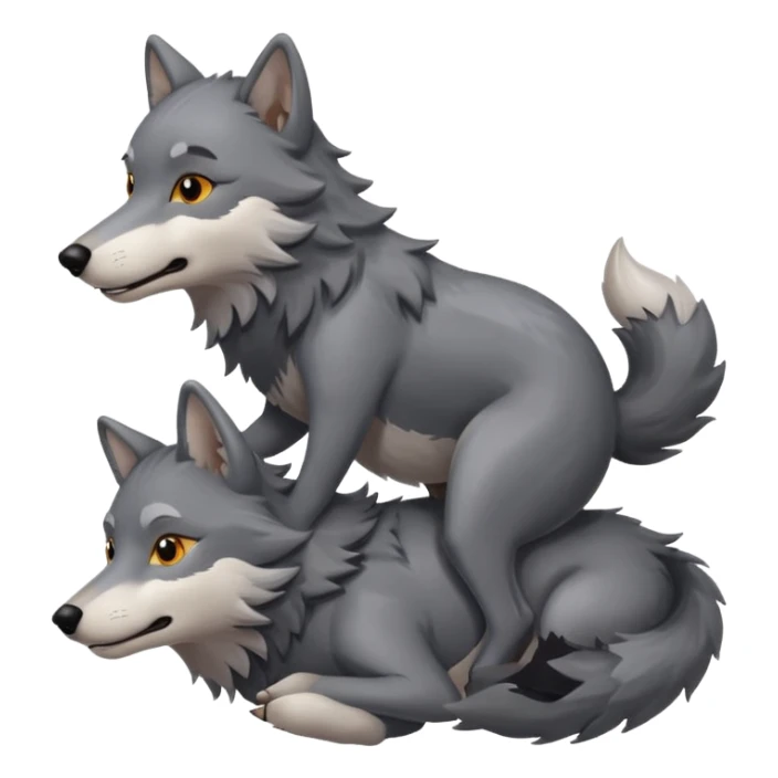 A wolf riding on the back of another little wolf sticker