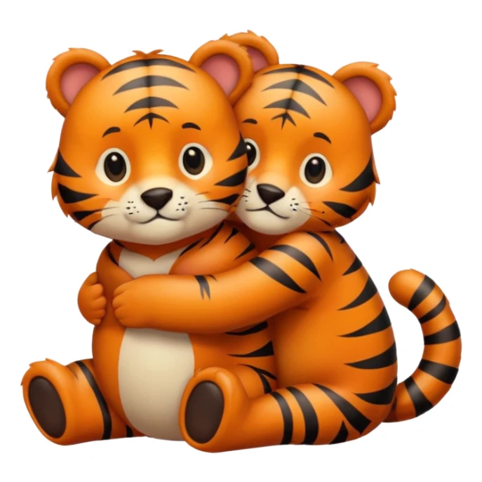 A cute little tiger hugs a cute bear sticker
