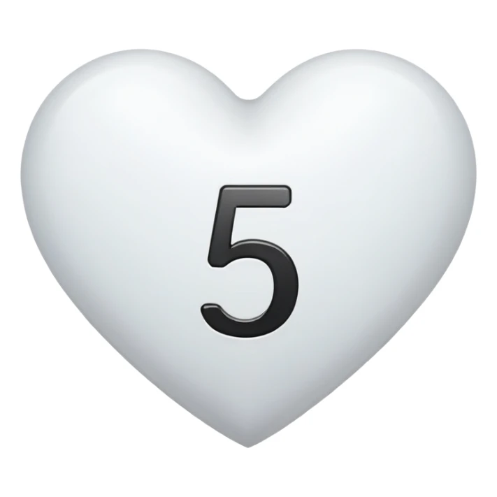 A big number five in a white heart with black font…   sticker