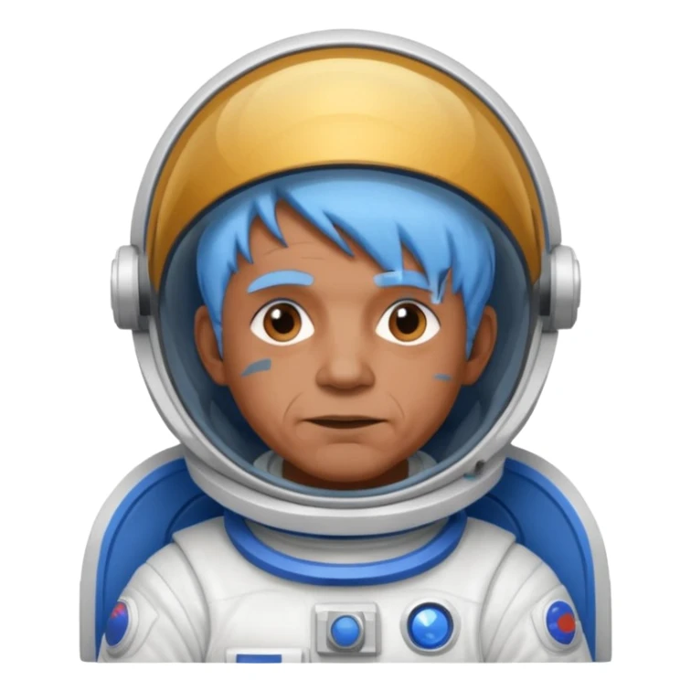 old man, brown skin astronaut with blue hair sticker