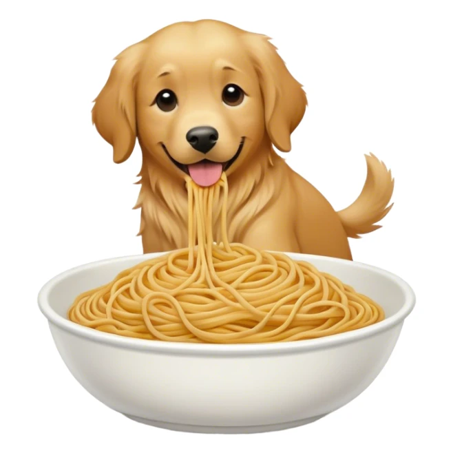 Golden retriever being turned into a bowl of spaghetti sticker