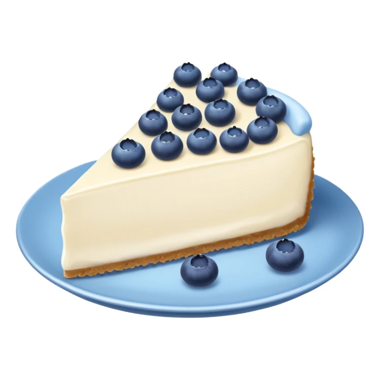 one slice of cheesecake with blue cream on top and blueberries sticker