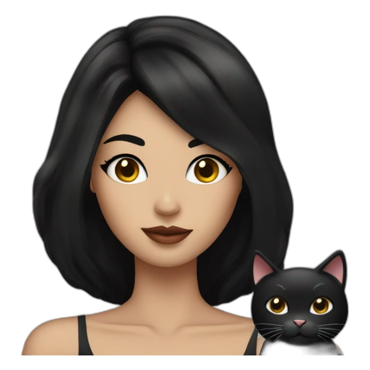 woman with black hair und cat costume posing glamorously sticker