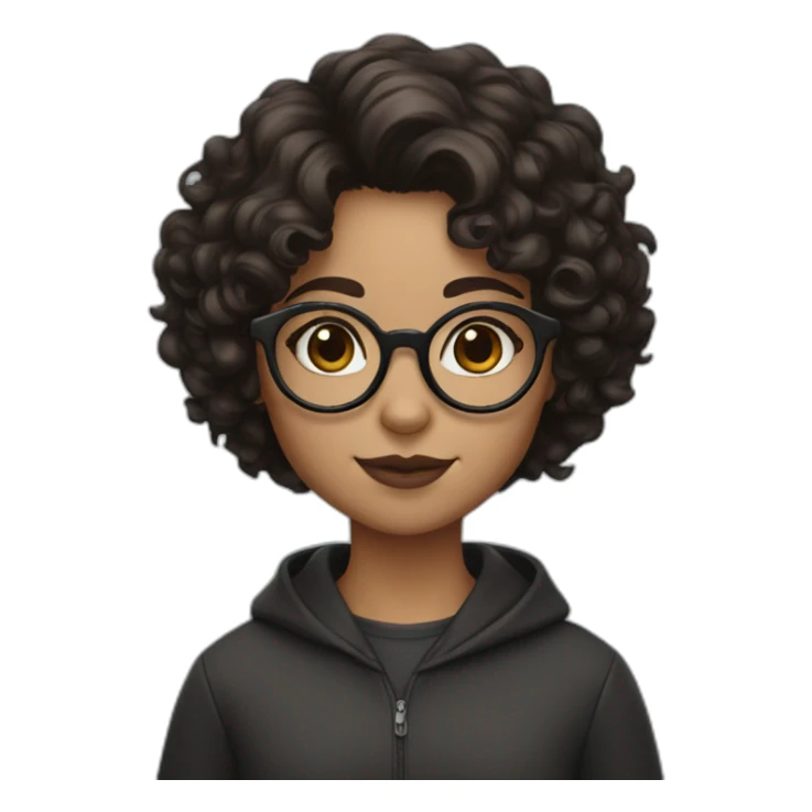 girl with short curly dark brown hair and harry potter glasses sticker