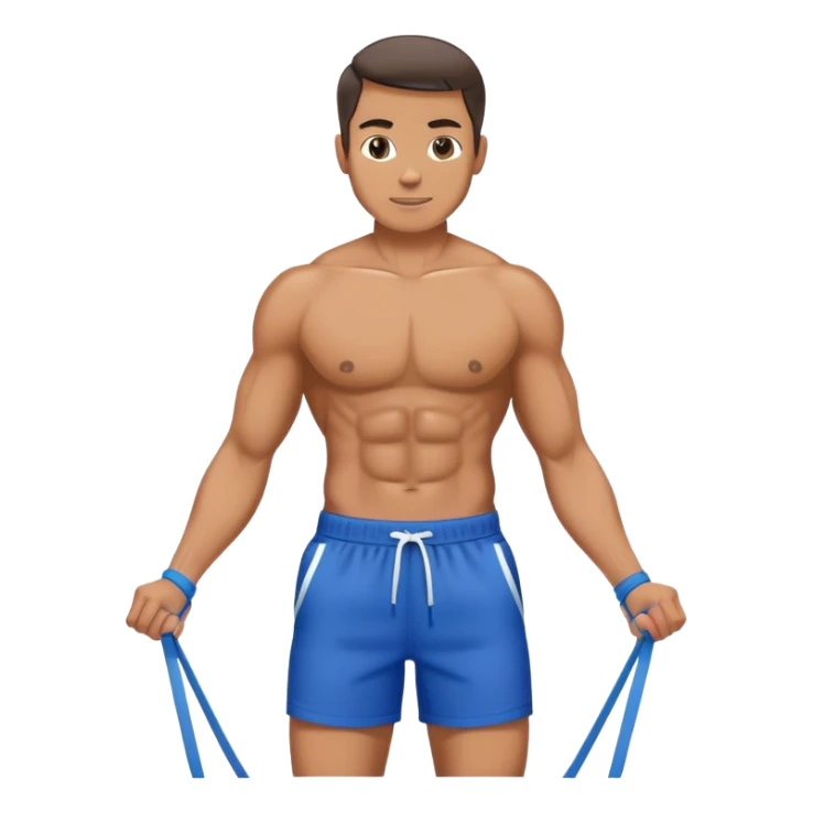 fit man with blue shorts resistance bands exercises sticker