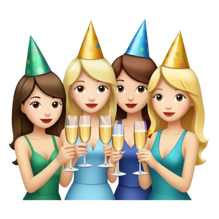 4 girls partying sticker