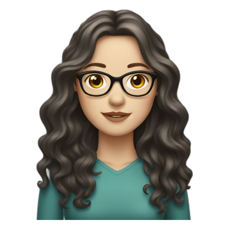 white girl with glasses and dark long wavy hair sticker